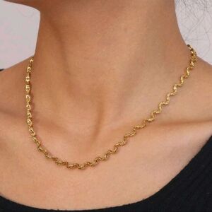 Waved gold minimalist necklace; 16.14" with a 1.97" extender; 4cm width; nwot